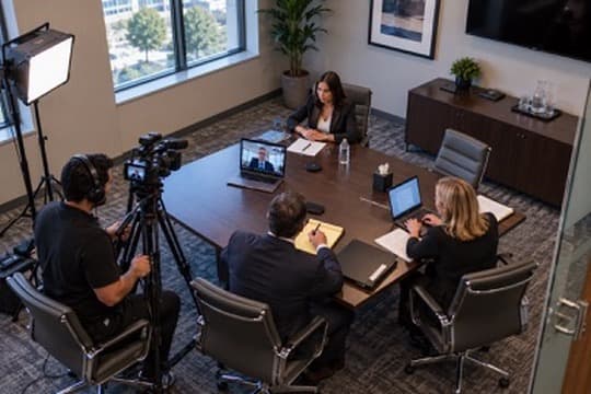 Hybrid deposition with a videographer, attorneys, and a remote participant