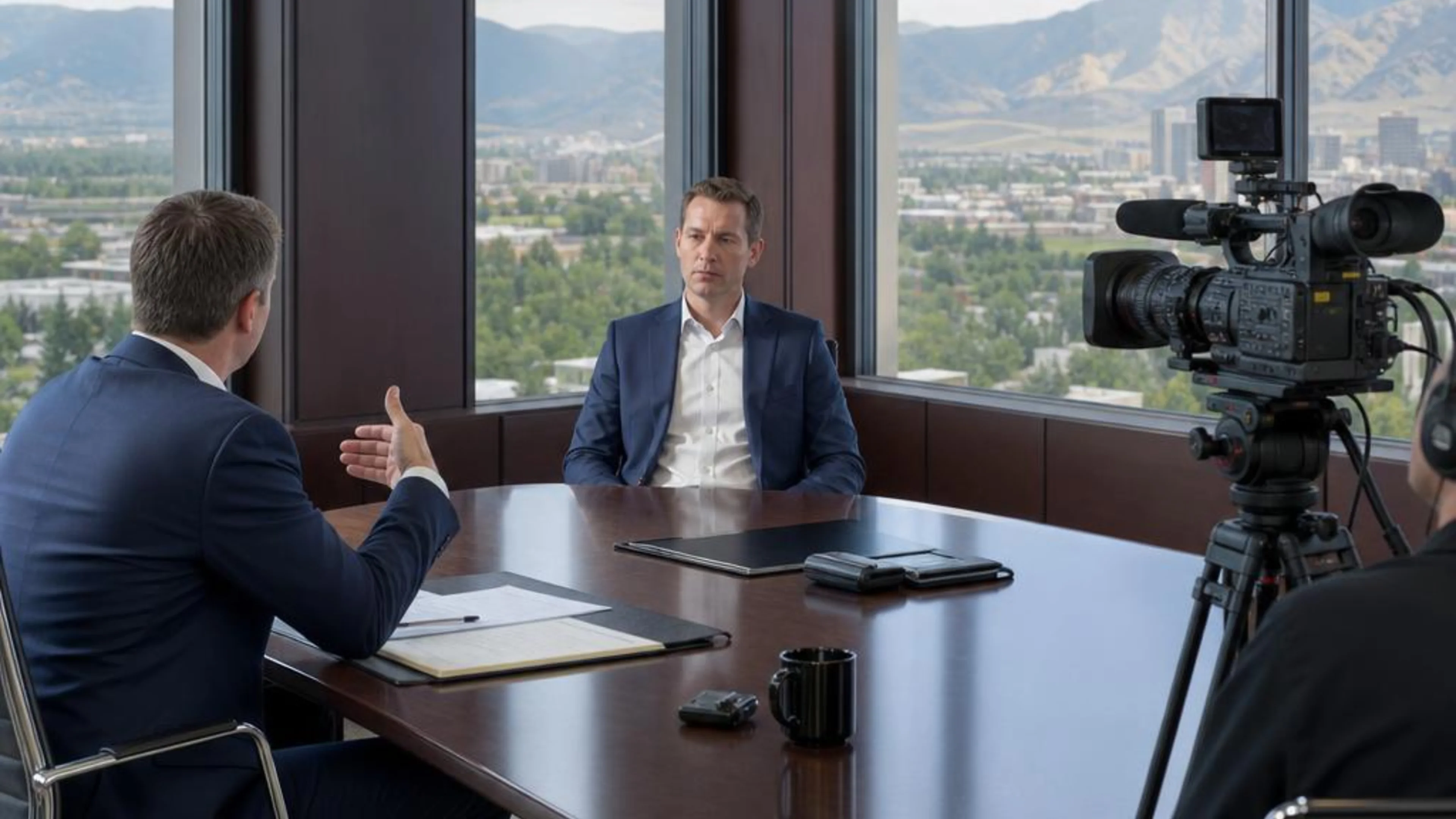 Videotaped deposition in Montana with counsel questioning a witness while a professional legal video camera records the testimony