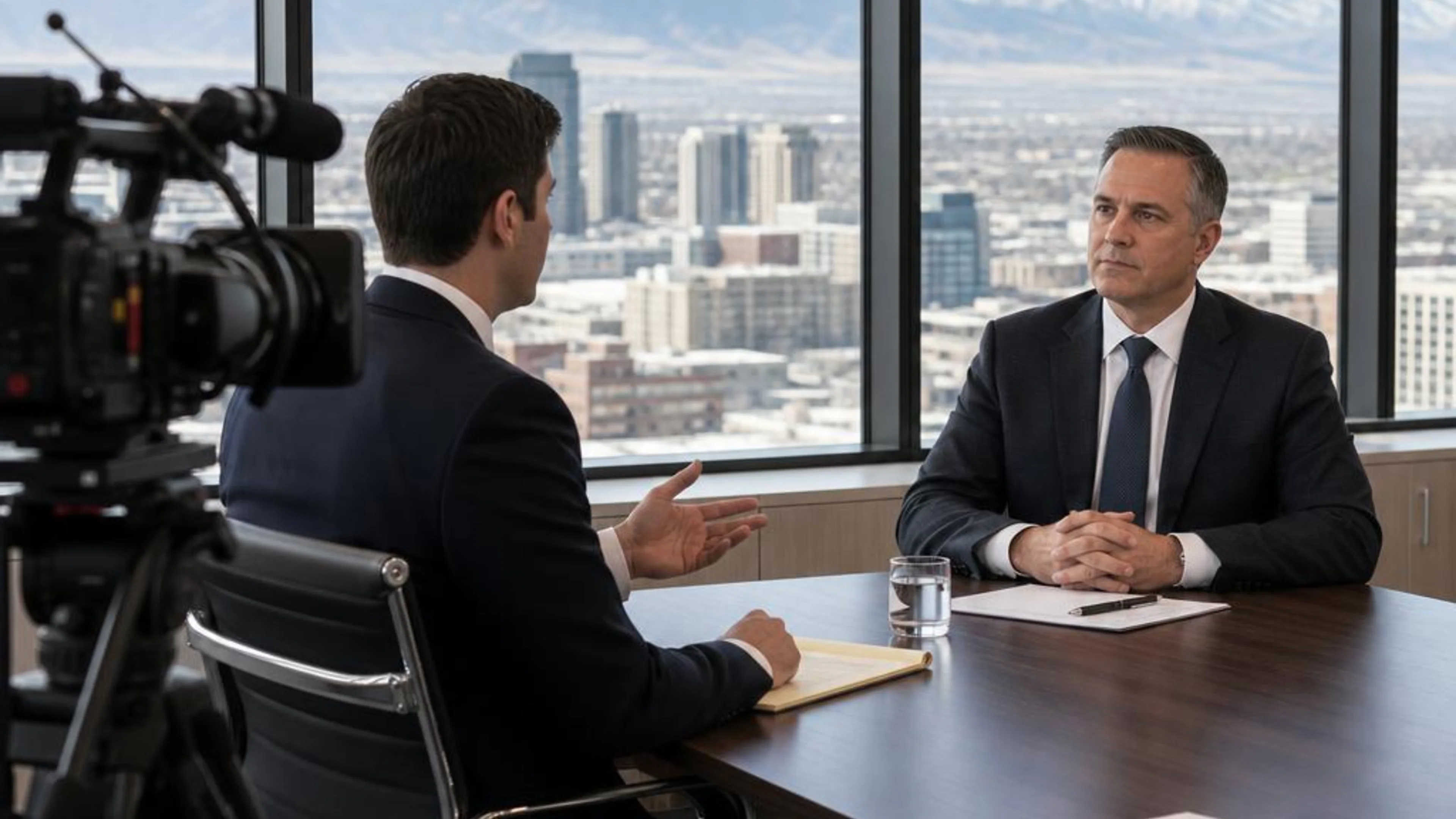 Videotaped deposition in Utah with counsel questioning a witness while a professional legal video camera records the testimony