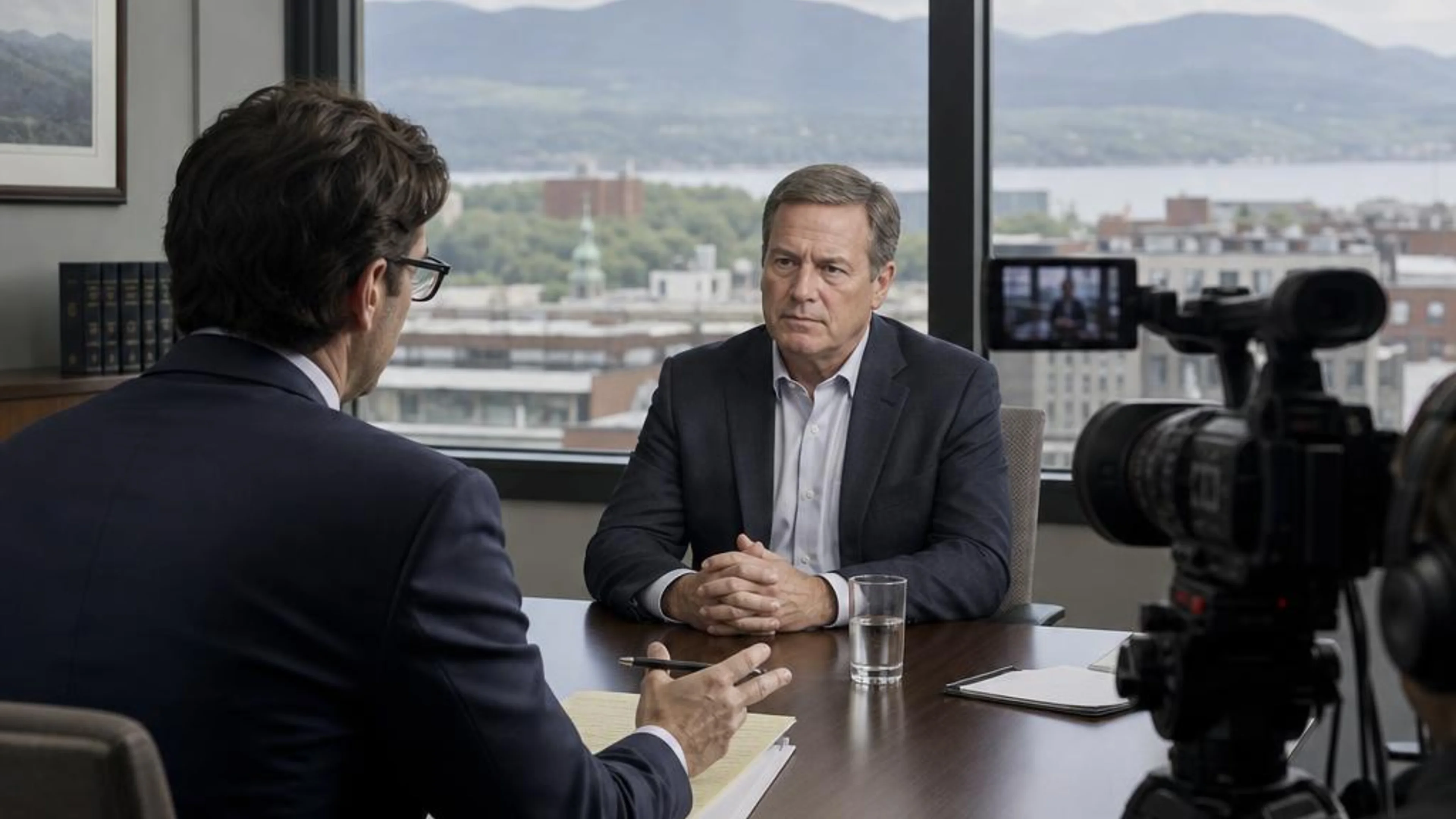 Videotaped deposition in Vermont with counsel questioning a witness while a professional legal video camera records the testimony