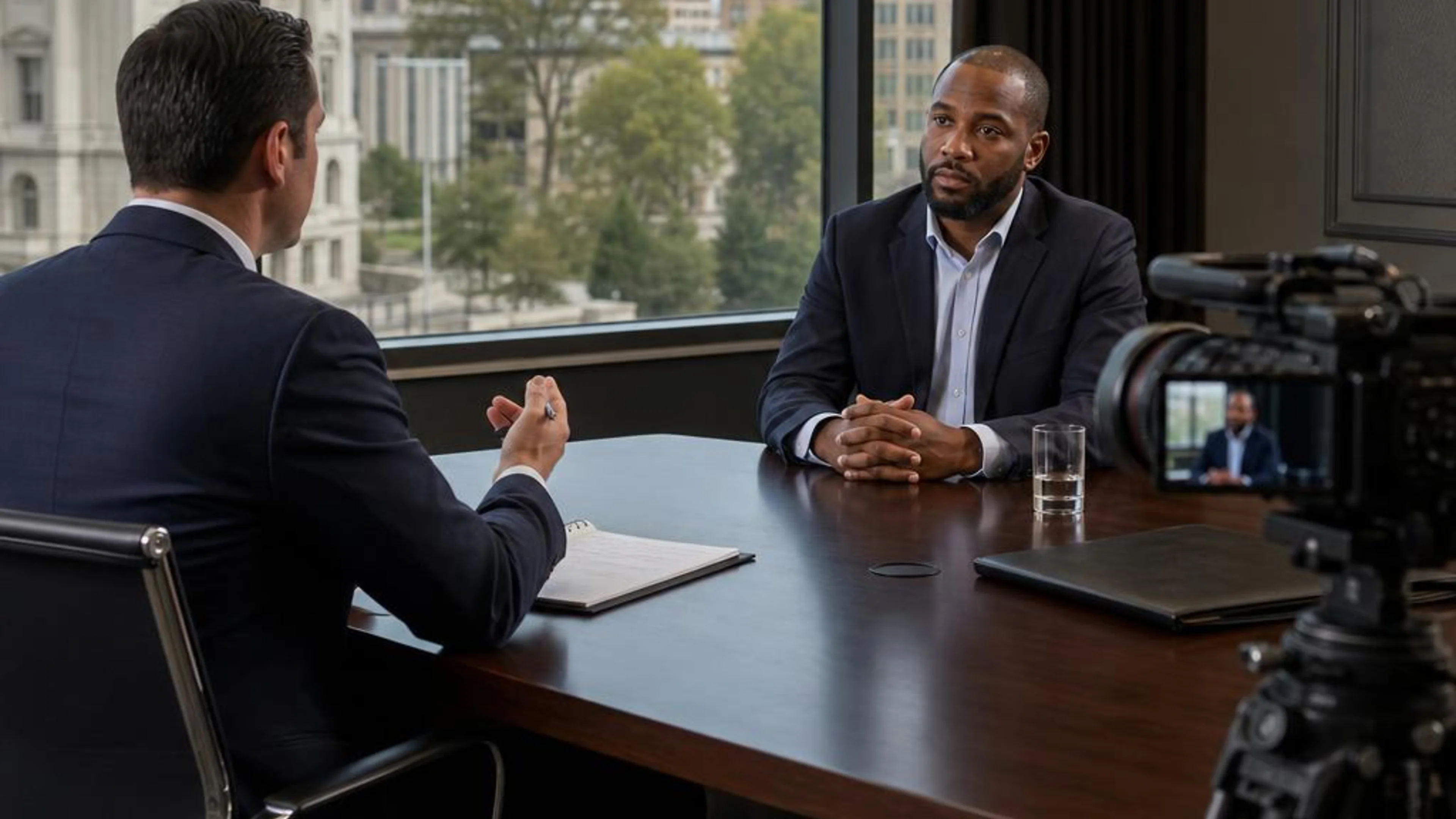 Videotaped deposition in Virginia with counsel questioning a witness while a professional legal video camera records the testimony