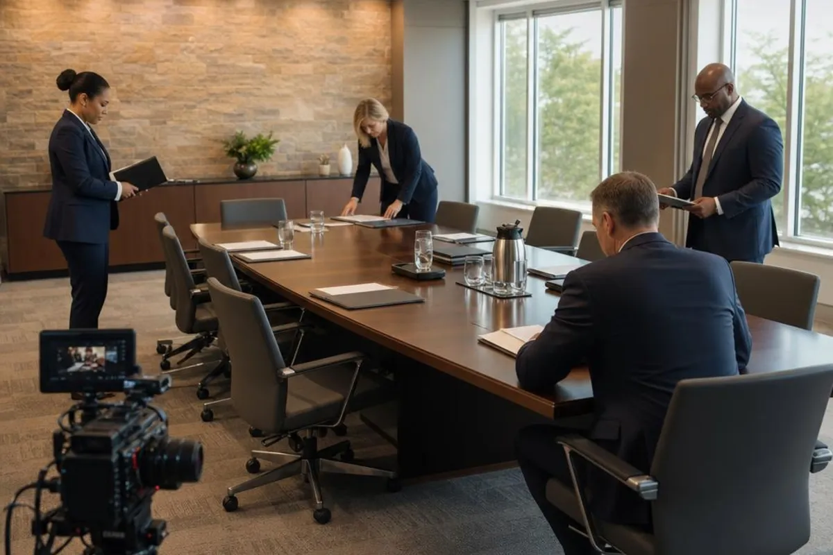 A legal video team supports a formal court proceeding in Mission, Texas.