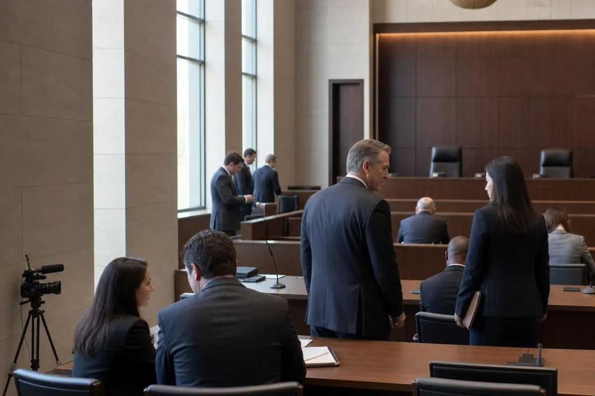 A legal video team supports a formal court proceeding in Frederick, Maryland.