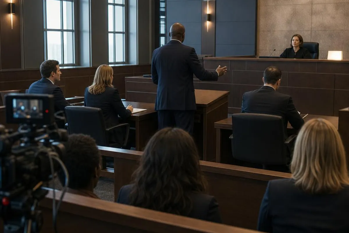 A legal video team supports a formal court proceeding in Duluth, Minnesota.