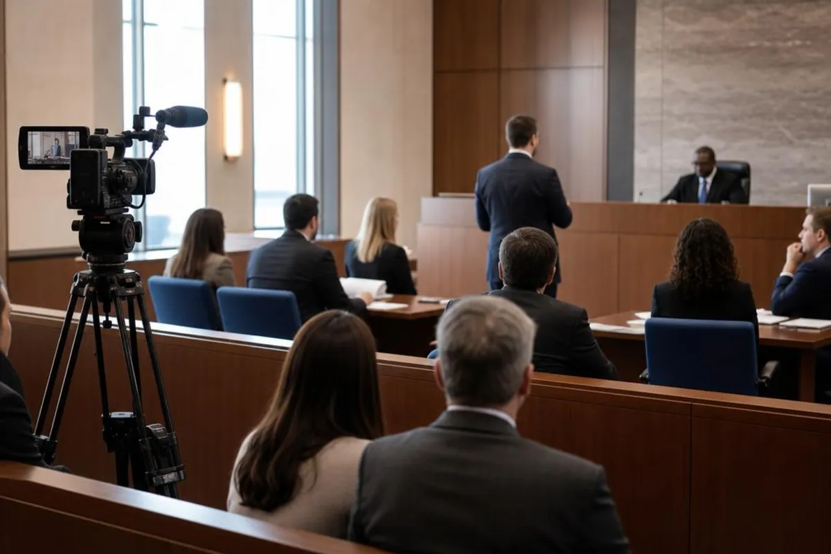 A legal video team supports a formal court proceeding in Allen, Texas.