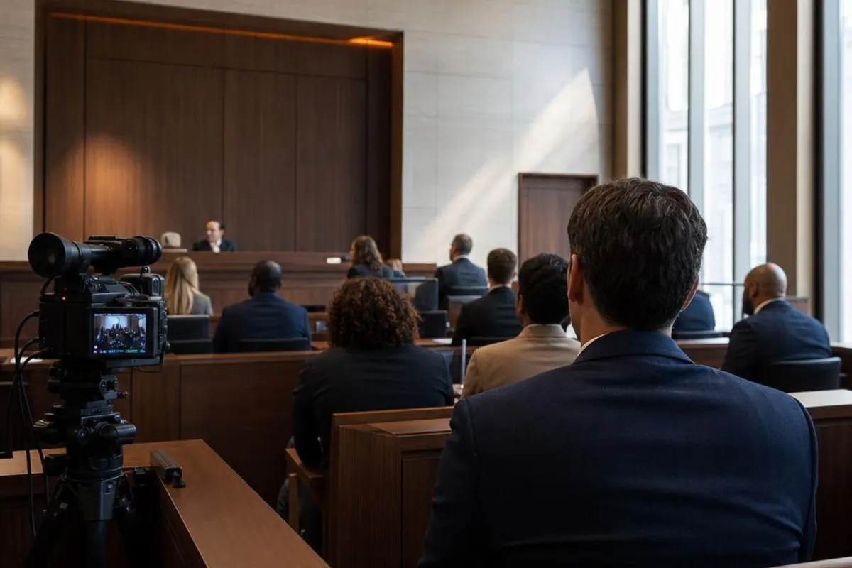 A legal video team supports a formal court proceeding in Washington, District of Columbia.