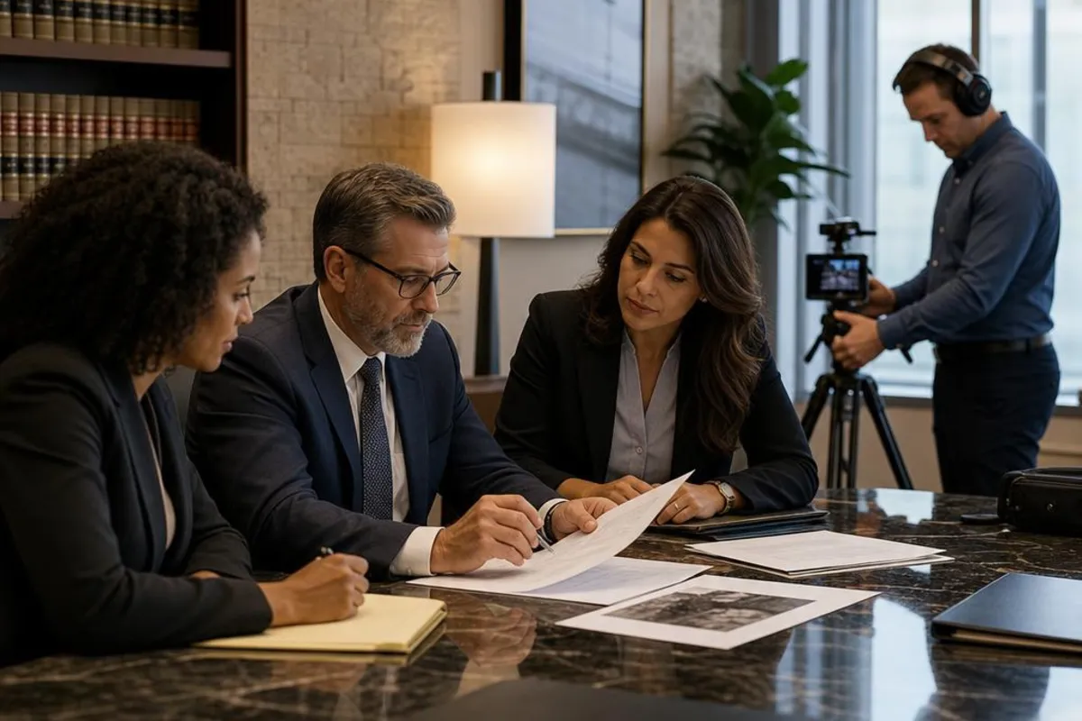 A legal video team supports a formal court proceeding in Hialeah, Florida.