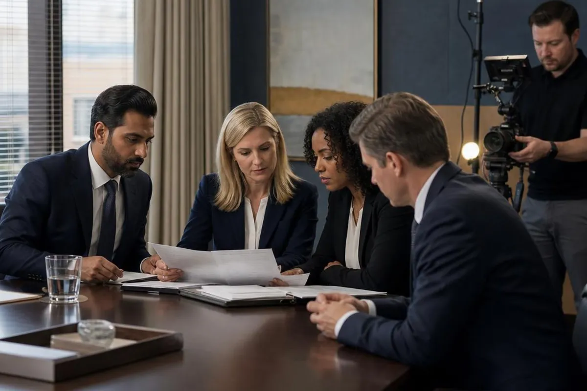 A legal video team supports a formal court proceeding in Madera, California.