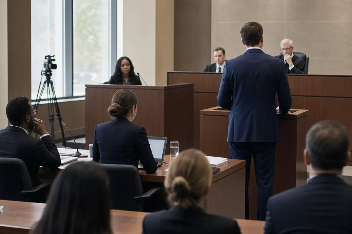 A legal video team supports a formal court proceeding in Kenner, Louisiana.