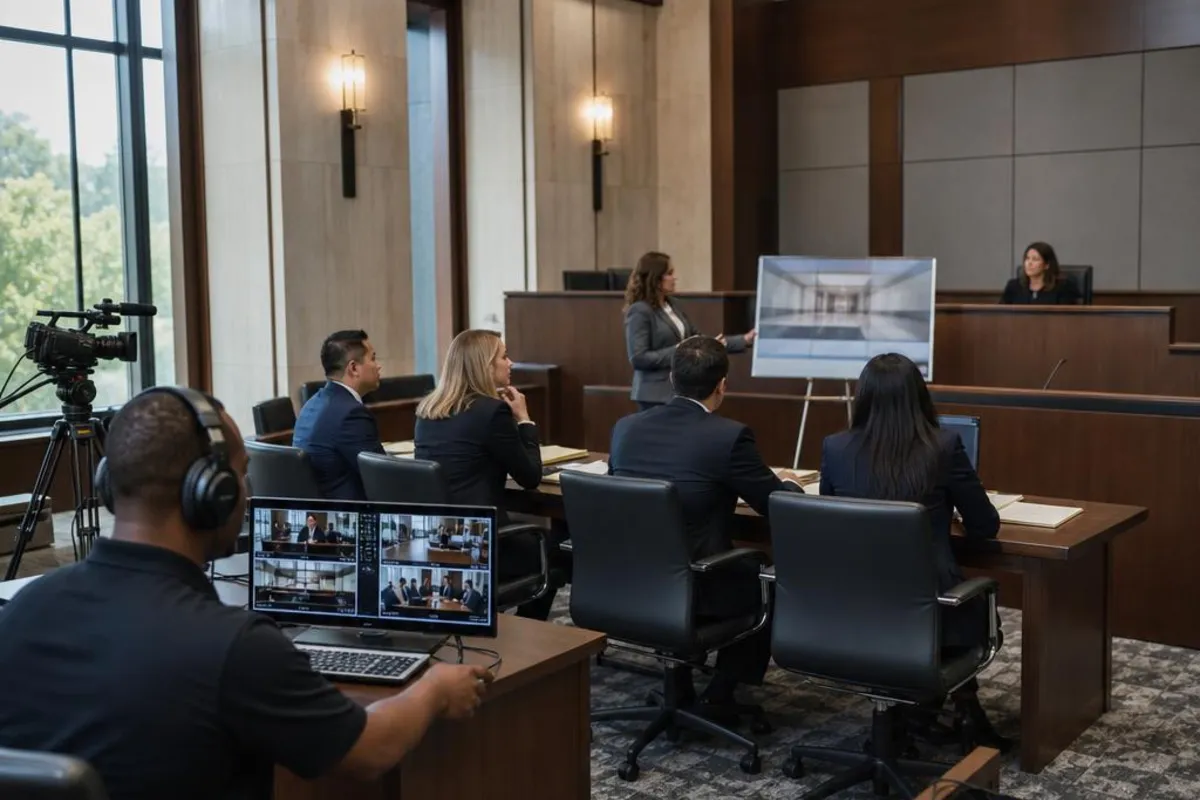 A legal video team supports a formal court proceeding in Margate, Florida.