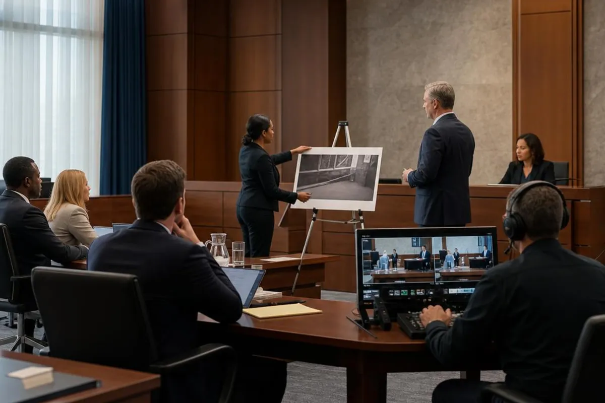 A legal video team supports a formal court proceeding in St. Cloud, Minnesota.