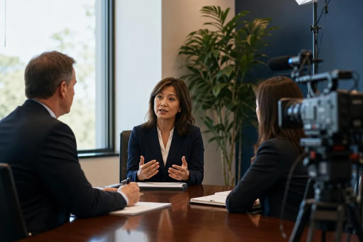 A legal video team supports a formal court proceeding in Bakersfield, California.