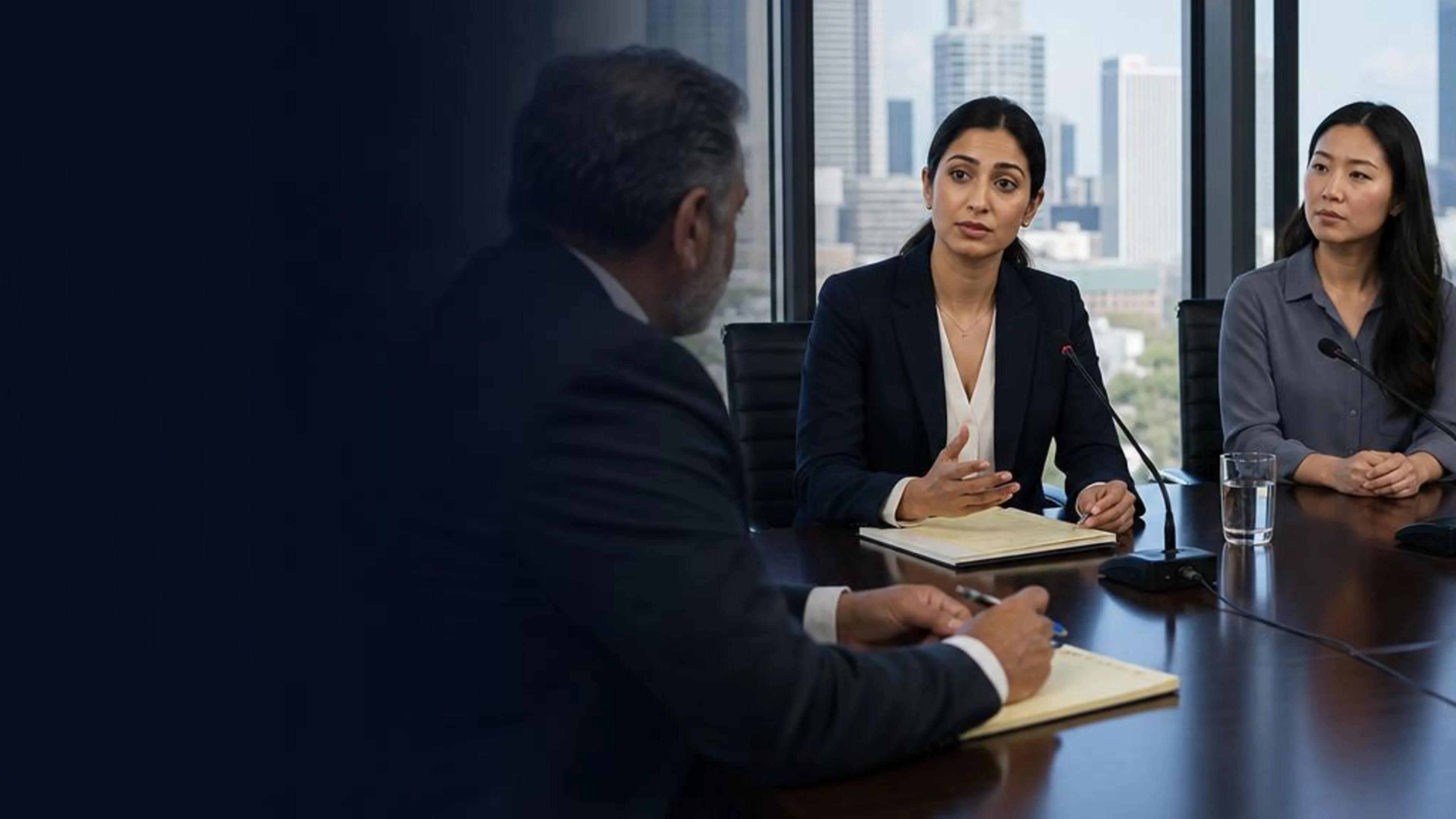 A professional interpreter facilitating a legal proceeding in Los Angeles
