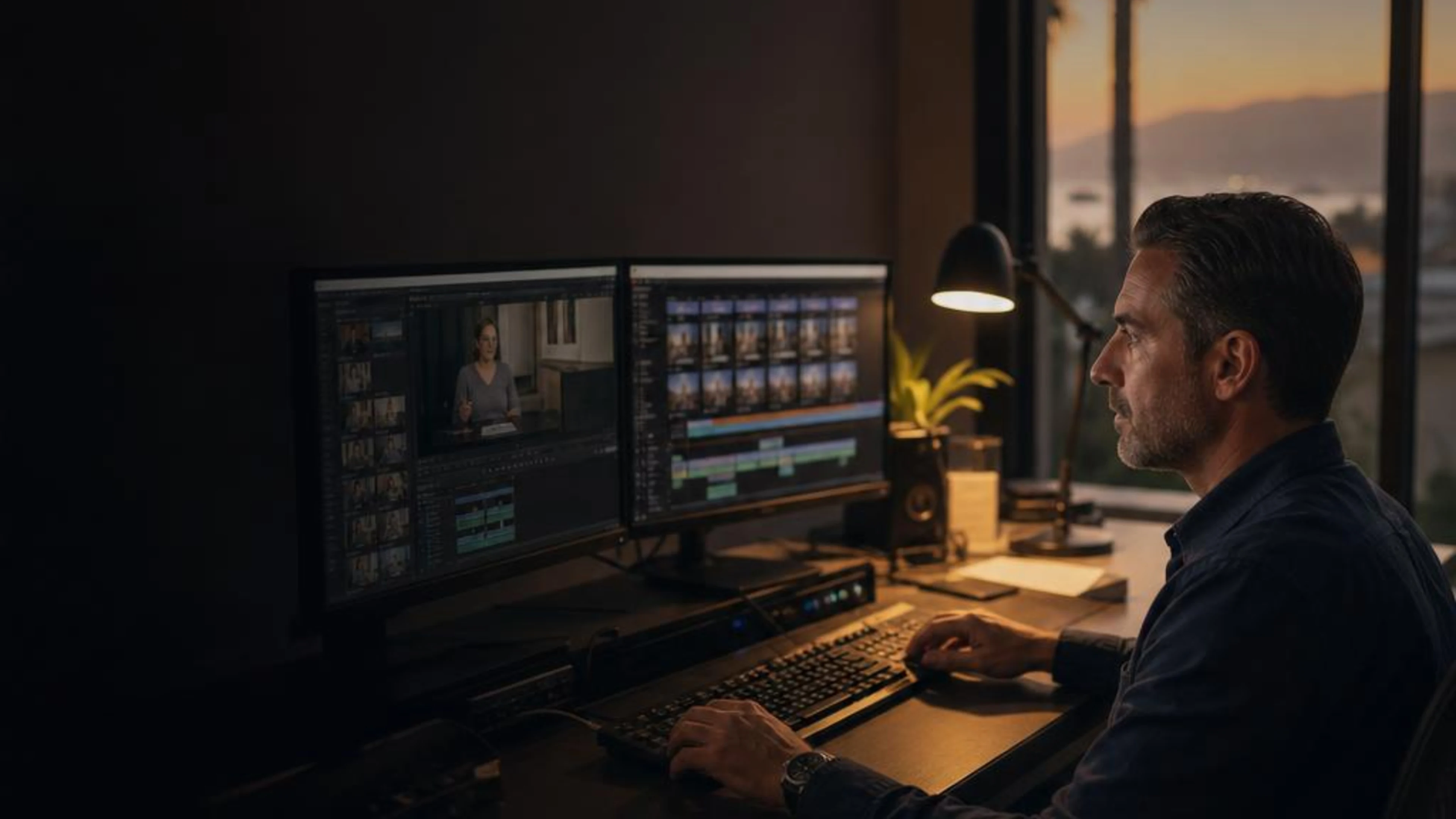 A legal video editor preparing courtroom playback clips in Ventura