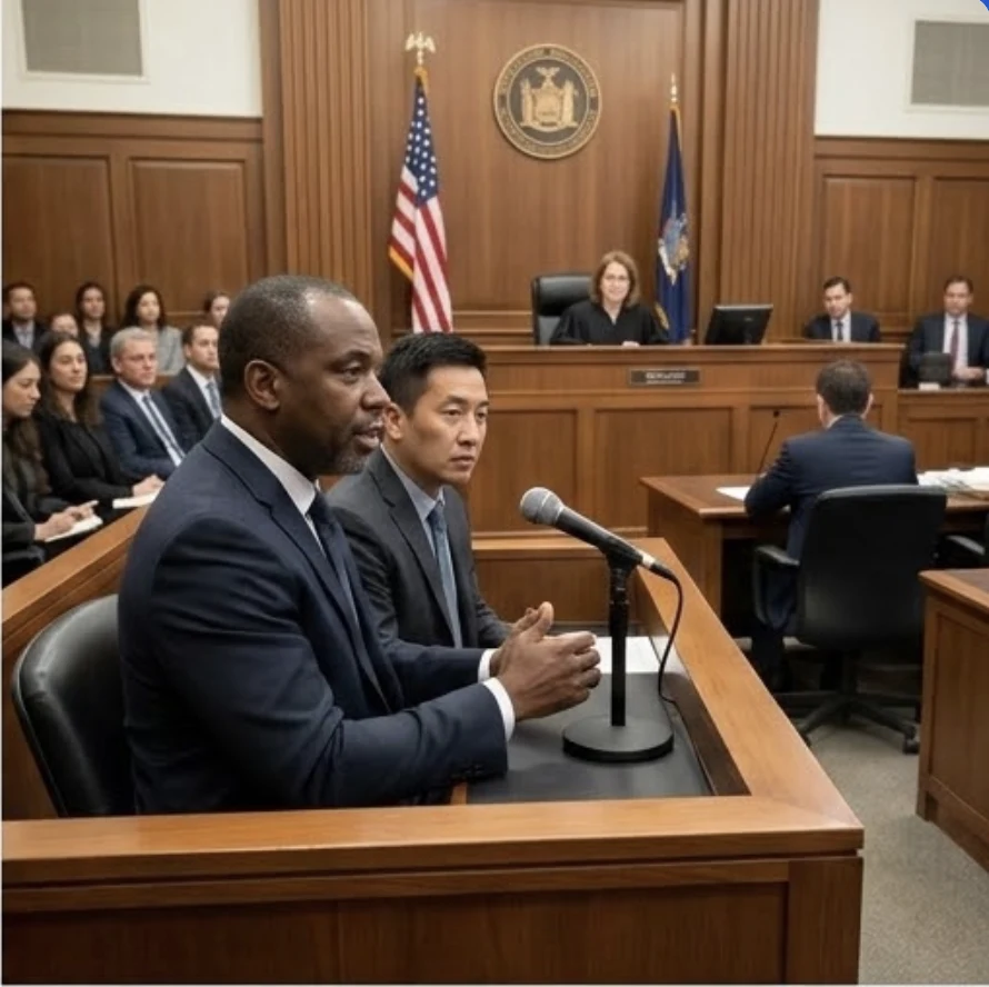 An interpreter supporting testimony during a courtroom proceeding